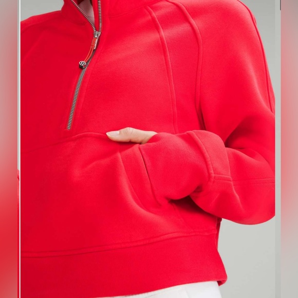 Lululemon Scuba Oversized Funnel Neck Half Zip - Carnation Red - Picture 2 of 5